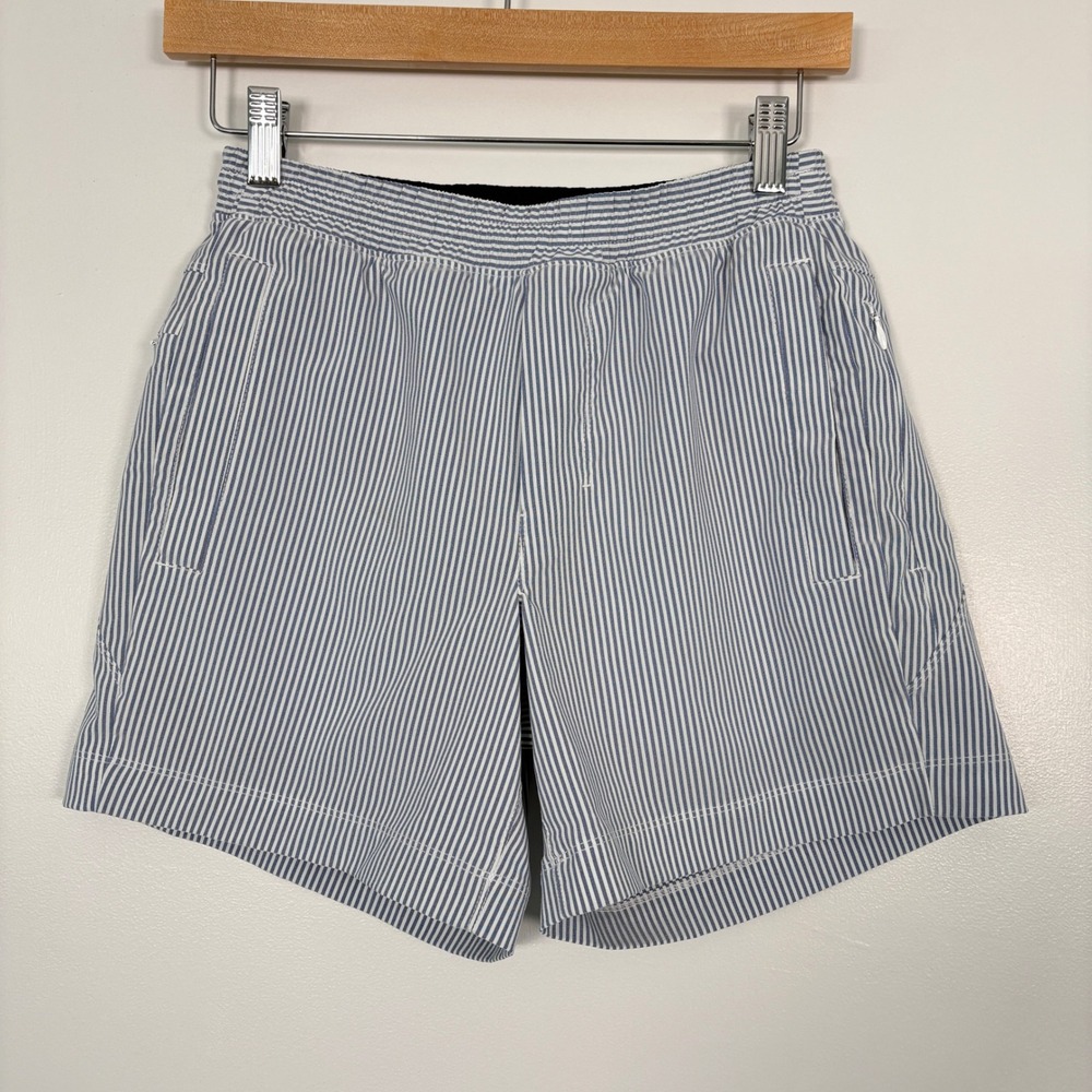 Birddogs Mens Shorts Size S Blue White Seersucker Striped Lined Gym Athletic